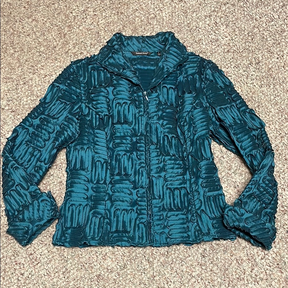 Samuel dong new Textured Teal Women's blazer